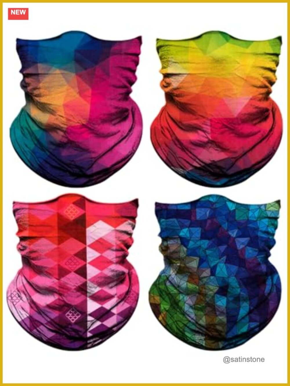 4 Pack Stretchable Seamless Neck Gaiter Face Mask Head Wrap Balaclava